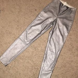 Silver leather leggings from H&M Divided